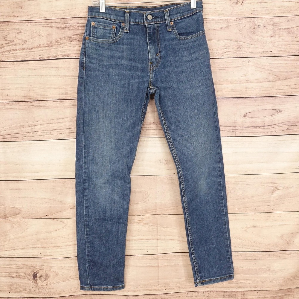 Levis 512 Jeans Mens 29x27 (29x30) Blue Med Wash Slim Taper Stretch Denim Hemmed